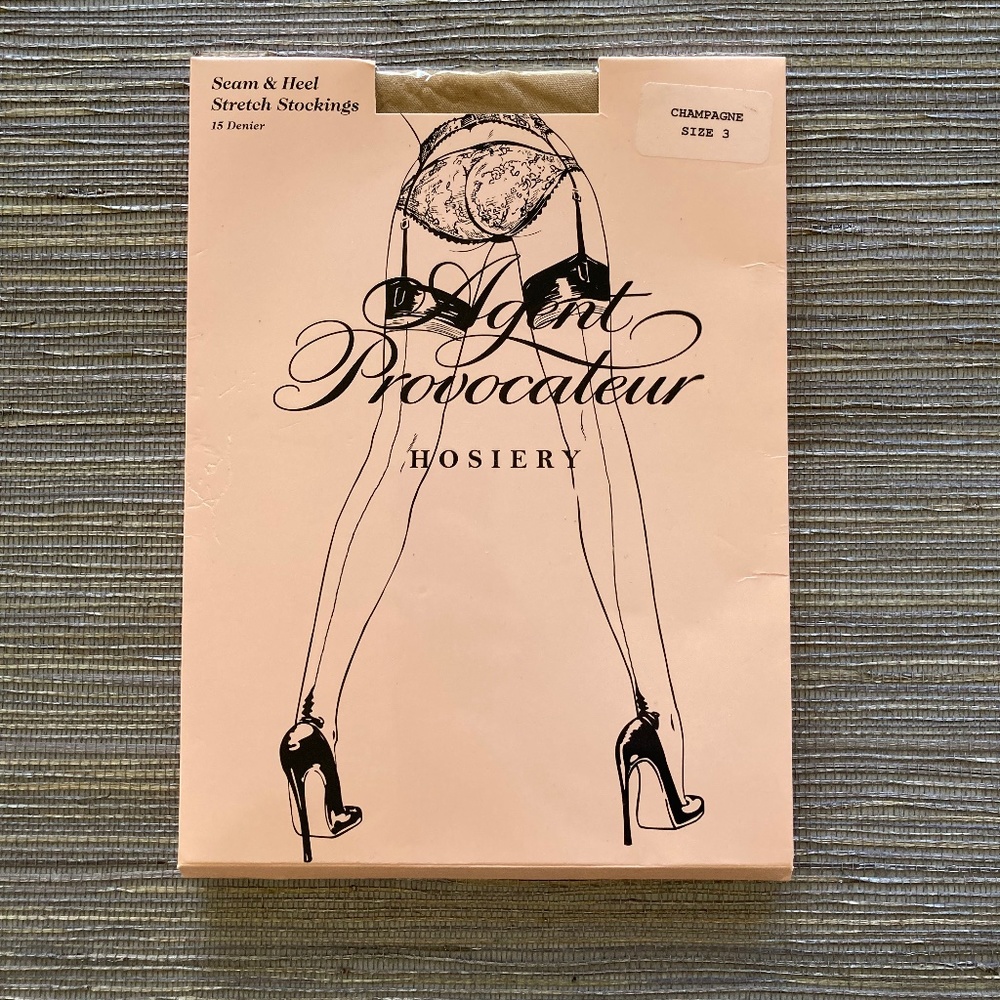 Agent Provocateur Seam and Heel Stretch Stockings Size 3 New in Unopened Box!